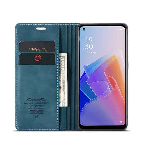 CaseMe 013 Multifunctional Horizontal Flip Leather Phone Case For OPPO Reno7 Z Global/Reno7 Lite Global/Reno8 Lite Global/F21 Pro 5G Global/Reno8 Z Global(Blue)