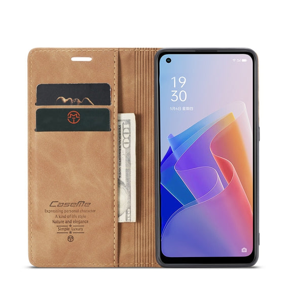 CaseMe 013 Multifunctional Horizontal Flip Leather Phone Case For OPPO Reno7 Z Global/Reno7 Lite Global/Reno8 Lite Global/F21 Pro 5G Global/Reno8 Z Global(Brown)