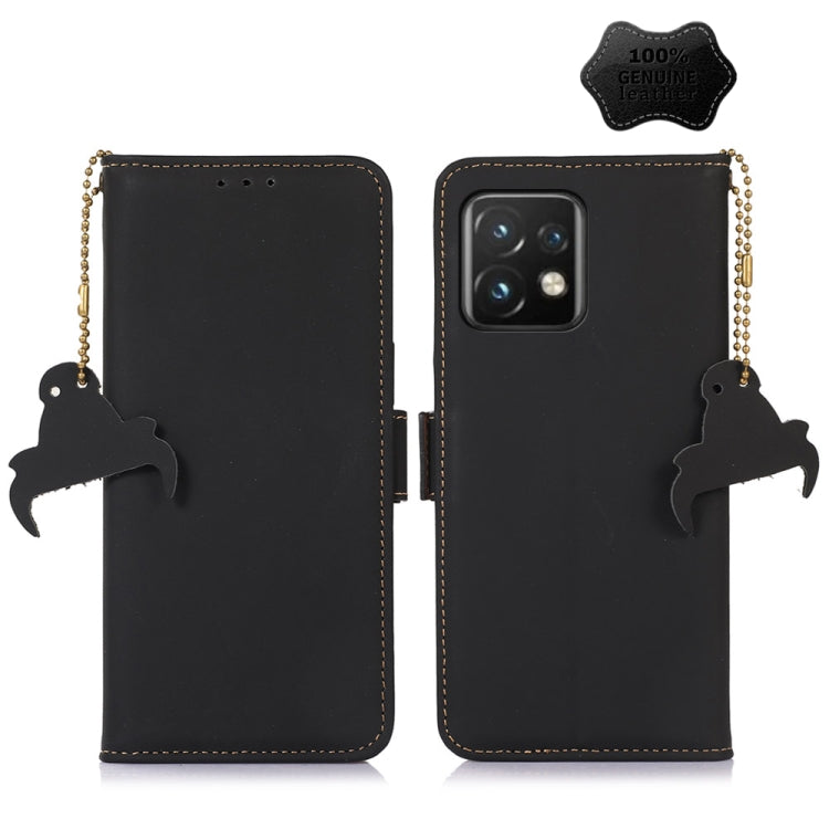 For Motorola Moto X40 Pro Genuine Leather Magnetic RFID Leather Phone Case(Black) - Motorola Cases by PMC TechLife | Online Shopping South Africa | PMC TechLife | Buy Now Pay Later Mobicred