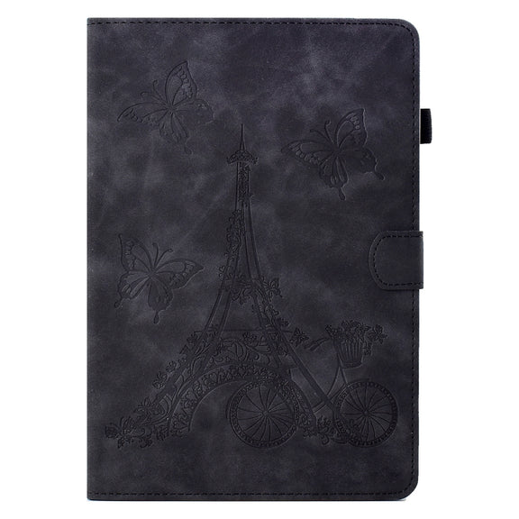 For 8 inch Tablets Tower Embossed Leather Tablet Case(Black)