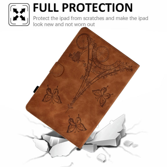 For Huawei MediaPad T5 Tower Embossed Leather Tablet Case(Brown)