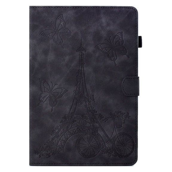 For Huawei MatePad T 10s Tower Embossed Leather Tablet Case(Black)