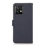 For Motorola Moto X40 Pro KHAZNEH Side-Magnetic Litchi Genuine Leather RFID Phone Case(Blue)