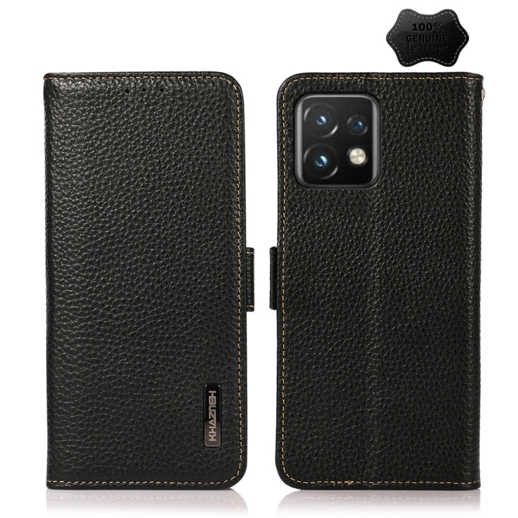 For Motorola Moto X40 Pro KHAZNEH Side-Magnetic Litchi Genuine Leather RFID Phone Case(Black) - free shipping - PMC TechLife - Order now!