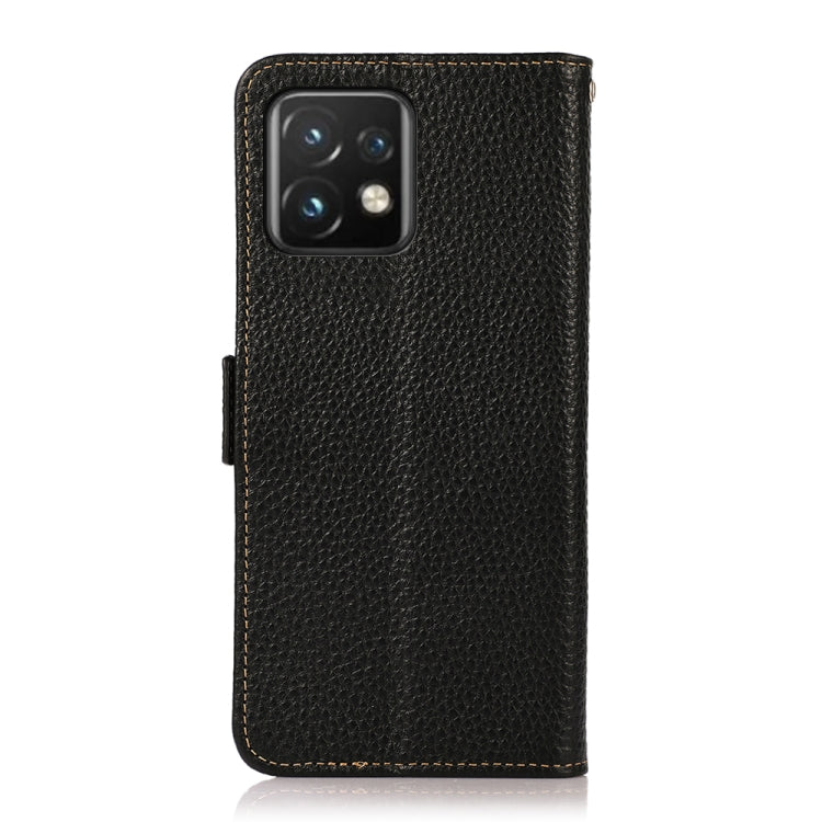 For Motorola Moto X40 Pro KHAZNEH Side-Magnetic Litchi Genuine Leather RFID Phone Case(Black) - free shipping - PMC TechLife - Order now!