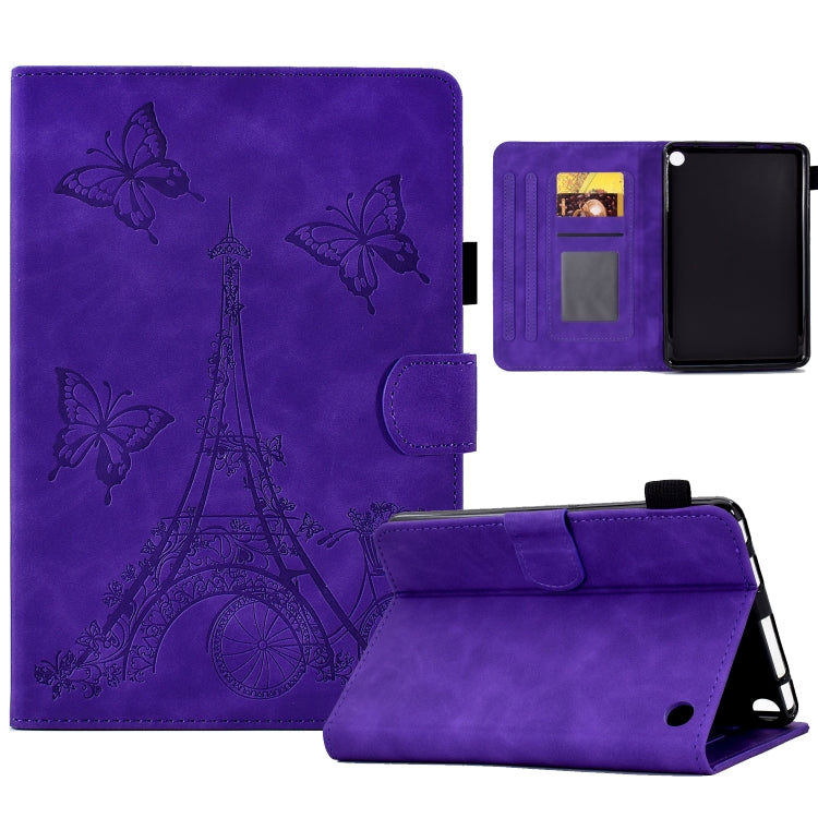 For Amazon Kindle Fire HD8 2022/2020 Tower Embossed Leather Smart Tablet Case(Purple) - Amazon by PMC TechLife | Online Shopping South Africa | PMC TechLife | Buy Now Pay Later Mobicred