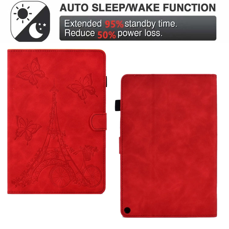 For Amazon Kindle Fire HD10 2021 Tower Embossed Leather Smart Tablet Case(Red) - Amazon by PMC TechLife | Online Shopping South Africa | PMC TechLife | Buy Now Pay Later Mobicred