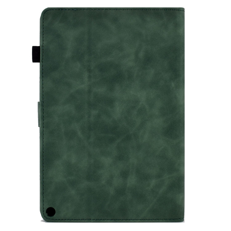 For Amazon Kindle Fire HD10 2021 Tower Embossed Leather Smart Tablet Case(Green)