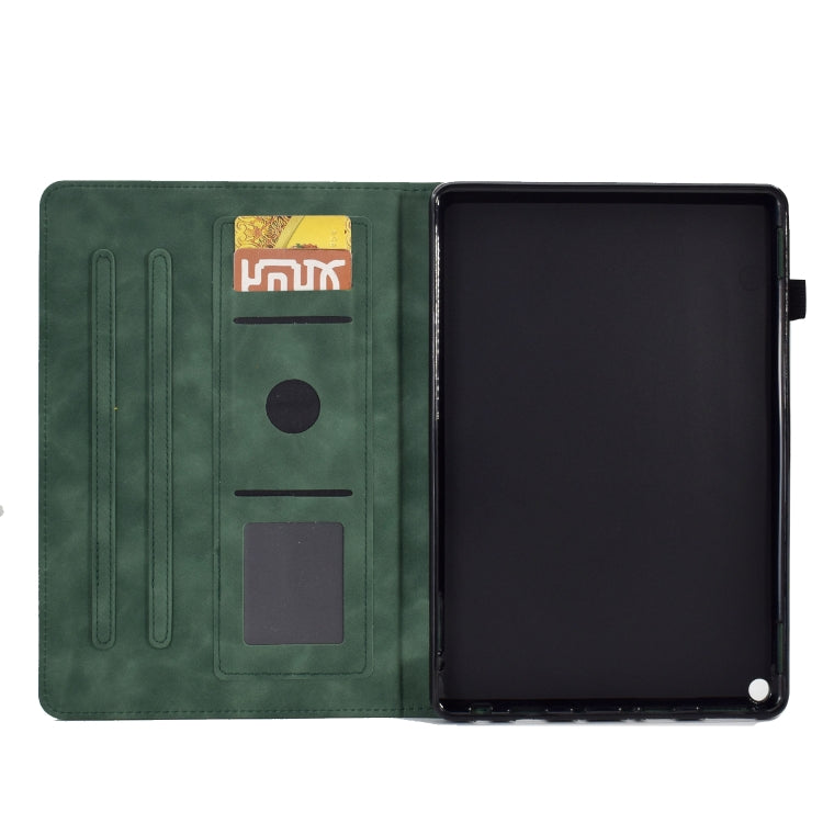 For Amazon Kindle Fire HD10 2021 Tower Embossed Leather Smart Tablet Case(Green) - Amazon by PMC TechLife | Online Shopping South Africa | PMC TechLife | Buy Now Pay Later Mobicred