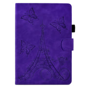 For Amazon Kindle Paperwhite 4/3/2/1 Tower Embossed Leather Smart Tablet Case(Purple)