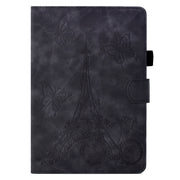 For Amazon Kindle Paperwhite 4/3/2/1 Tower Embossed Leather Smart Tablet Case(Black)