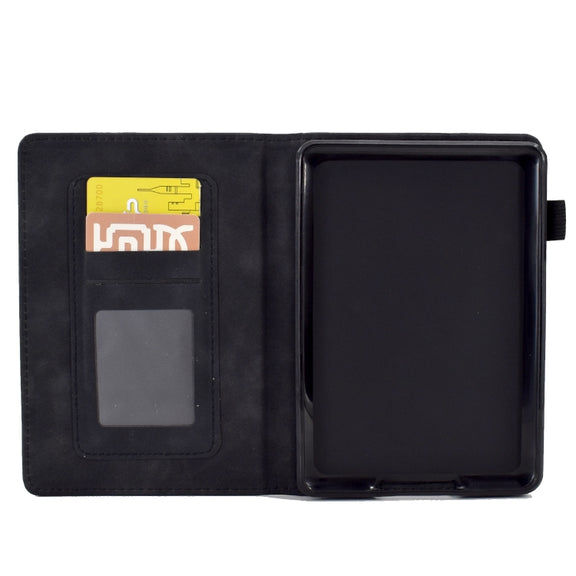 For Amazon Kindle Paperwhite 4/3/2/1 Tower Embossed Leather Smart Tablet Case(Black)