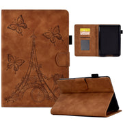 For Amazon Kindle Lite 2022 Tower Embossed Leather Smart Tablet Case(Brown)