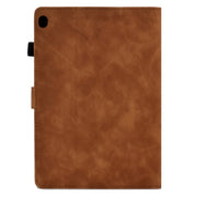 For Lenovo M10 Tower Embossed Leather Smart Tablet Case(Brown)