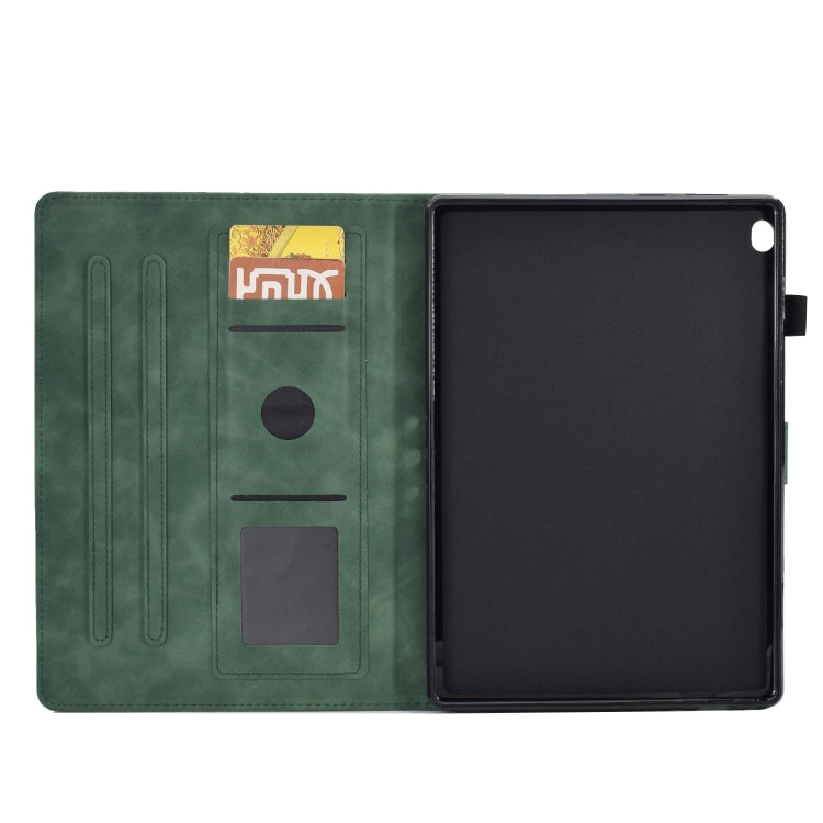 For Lenovo M10 Tower Embossed Leather Smart Tablet Case(Green) - Lenovo by PMC TechLife | Online Shopping South Africa | PMC TechLife | Buy Now Pay Later Mobicred