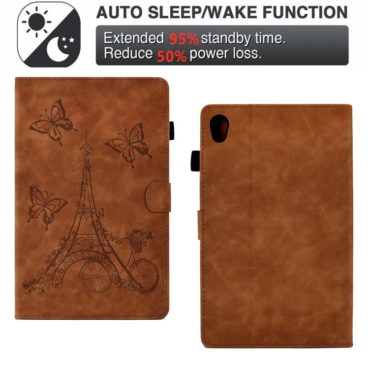For Lenovo Tab M10 Gen 2 Tower Embossed Leather Smart Tablet Case(Brown) - Lenovo by PMC TechLife | Online Shopping South Africa | PMC TechLife | Buy Now Pay Later Mobicred
