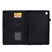 For Lenovo M10 Plus Tower Embossed Leather Smart Tablet Case(Black)