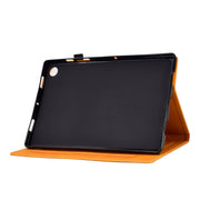 For Lenovo Tab M10 Plus 3rd Gen Tower Embossed Leather Smart Tablet Case(Khaki)
