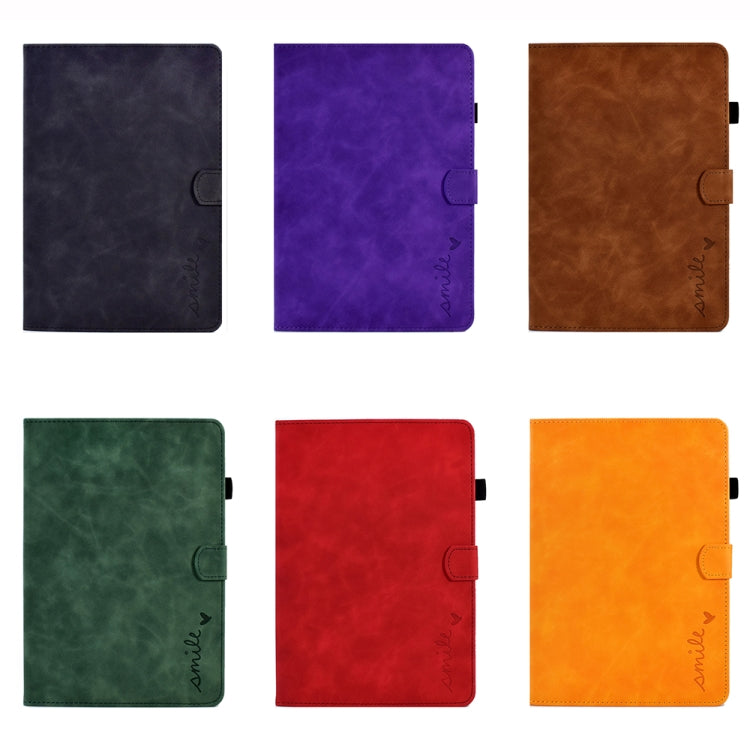 For Amazon Kindle Youth Version 2022 Embossed Smile Flip Tablet Leather Smart Case(Khaki)
