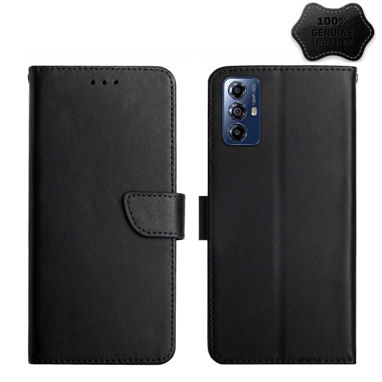 For Motorola Moto G Play 2023 HT02 Genuine Leather Fingerprint-proof Flip Phone Case(Black) - free shipping - PMC TechLife - Order now!