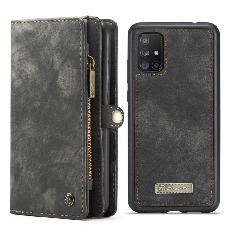 For Galaxy A51 4G CaseMe-008 Detachable Multifunctional Horizontal Flip Leather Case with Card Slot & Holder & Zipper Wallet & Photo Frame(Black)
