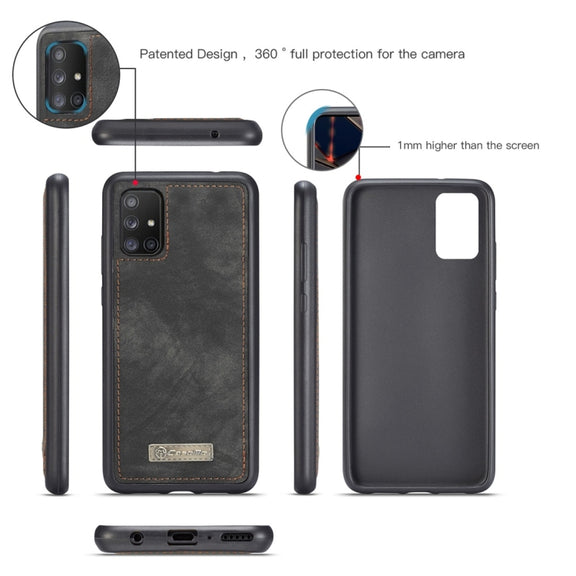 For Galaxy A51 4G CaseMe-008 Detachable Multifunctional Horizontal Flip Leather Case with Card Slot & Holder & Zipper Wallet & Photo Frame(Black)