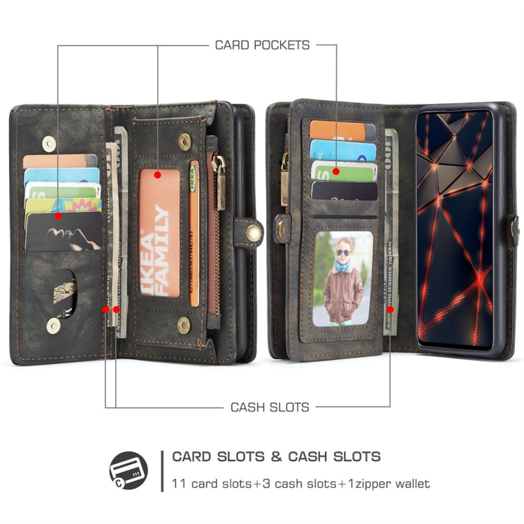 For Galaxy A51 4G CaseMe-008 Detachable Multifunctional Horizontal Flip Leather Case with Card Slot & Holder & Zipper Wallet & Photo Frame(Black)
