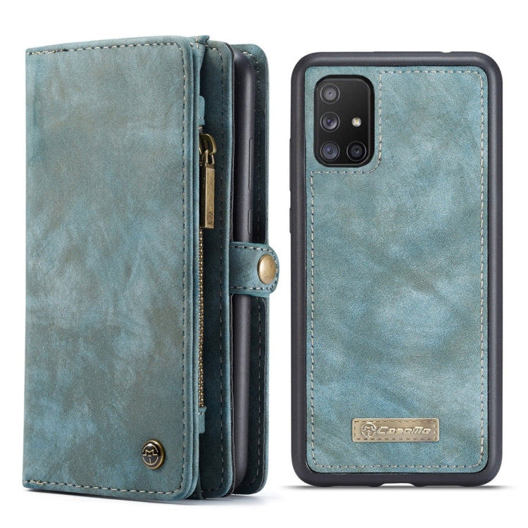 For Galaxy A51 4G CaseMe-008 Detachable Multifunctional Horizontal Flip Leather Case with Card Slot & Holder & Zipper Wallet & Photo Frame(Blue)