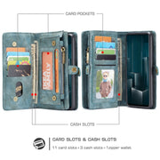 For Galaxy A51 4G CaseMe-008 Detachable Multifunctional Horizontal Flip Leather Case with Card Slot & Holder & Zipper Wallet & Photo Frame(Blue)