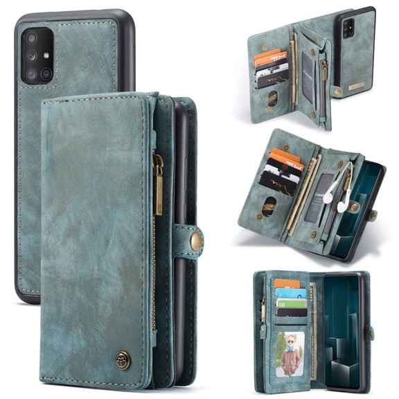 For Galaxy A51 4G CaseMe-008 Detachable Multifunctional Horizontal Flip Leather Case with Card Slot & Holder & Zipper Wallet & Photo Frame(Blue)