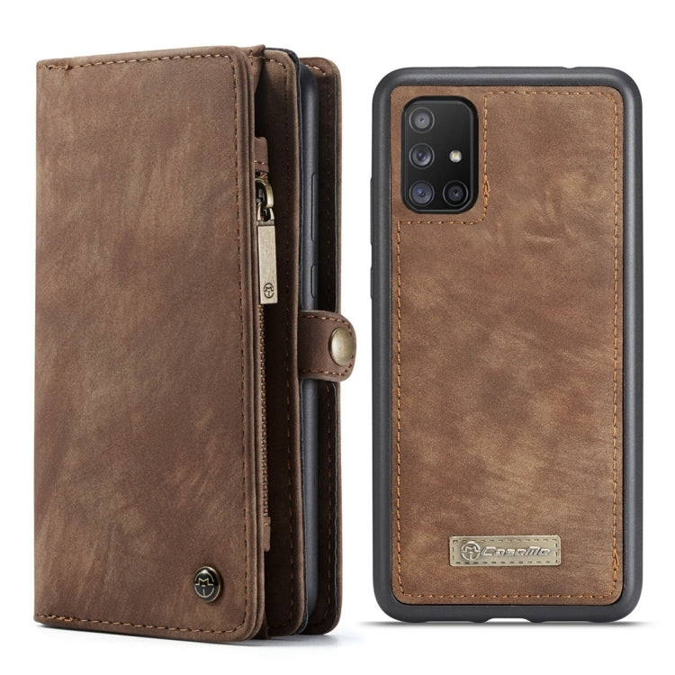 For Galaxy A51 4G CaseMe-008 Detachable Multifunctional Horizontal Flip Leather Case with Card Slot & Holder & Zipper Wallet & Photo Frame(Brown)
