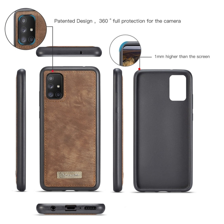 For Galaxy A51 4G CaseMe-008 Detachable Multifunctional Horizontal Flip Leather Case with Card Slot & Holder & Zipper Wallet & Photo Frame(Brown)