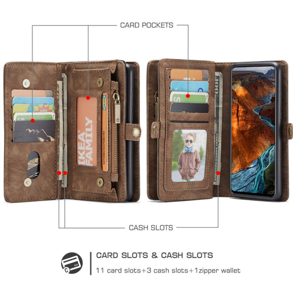 For Galaxy A51 4G CaseMe-008 Detachable Multifunctional Horizontal Flip Leather Case with Card Slot & Holder & Zipper Wallet & Photo Frame(Brown)