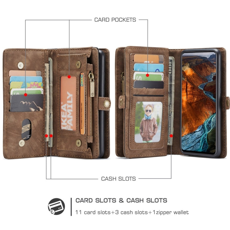 For Galaxy A51 4G CaseMe-008 Detachable Multifunctional Horizontal Flip Leather Case with Card Slot & Holder & Zipper Wallet & Photo Frame(Brown)