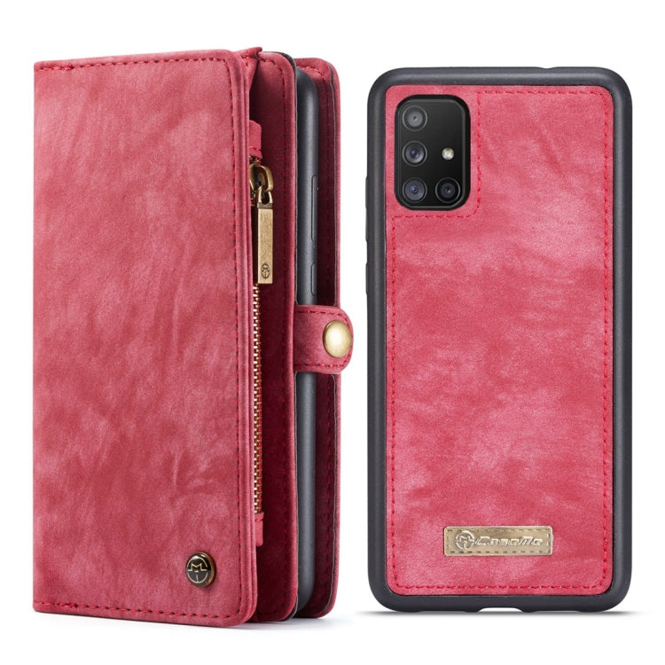 For Galaxy A51 4G CaseMe-008 Detachable Multifunctional Horizontal Flip Leather Case with Card Slot & Holder & Zipper Wallet & Photo Frame(Red)