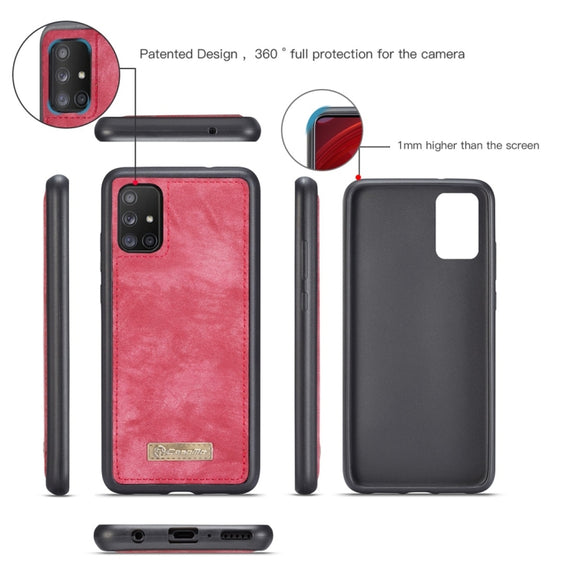 For Galaxy A51 4G CaseMe-008 Detachable Multifunctional Horizontal Flip Leather Case with Card Slot & Holder & Zipper Wallet & Photo Frame(Red)