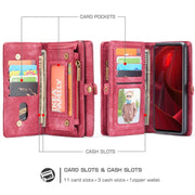 For Galaxy A51 4G CaseMe-008 Detachable Multifunctional Horizontal Flip Leather Case with Card Slot & Holder & Zipper Wallet & Photo Frame(Red)
