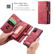 For Galaxy A51 4G CaseMe-008 Detachable Multifunctional Horizontal Flip Leather Case with Card Slot & Holder & Zipper Wallet & Photo Frame(Red)