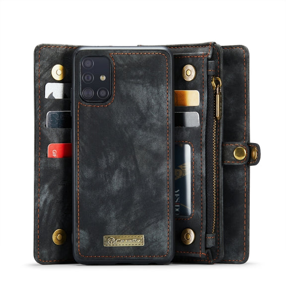 For Galaxy A71 4G CaseMe-008 Detachable Multifunctional Horizontal Flip Leather Case with Card Slot & Holder & Zipper Wallet & Photo Frame(Black)