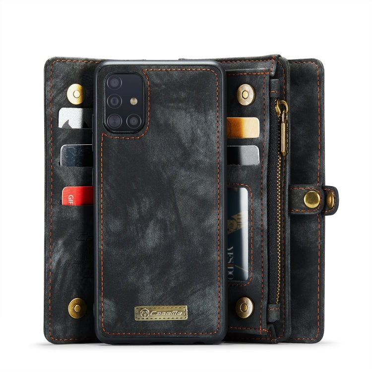 For Galaxy A71 4G CaseMe-008 Detachable Multifunctional Horizontal Flip Leather Case with Card Slot & Holder & Zipper Wallet & Photo Frame(Black)