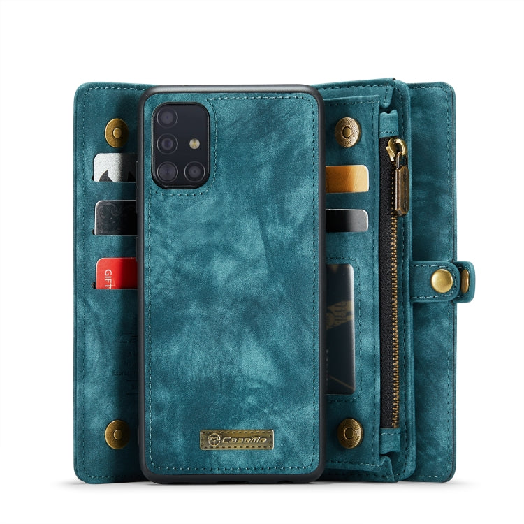 For Galaxy A71 4G CaseMe-008 Detachable Multifunctional Horizontal Flip Leather Case with Card Slot & Holder & Zipper Wallet & Photo Frame(Blue)