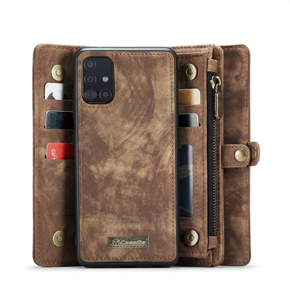 For Galaxy A71 4G CaseMe-008 Detachable Multifunctional Horizontal Flip Leather Case with Card Slot & Holder & Zipper Wallet & Photo Frame(Brown)