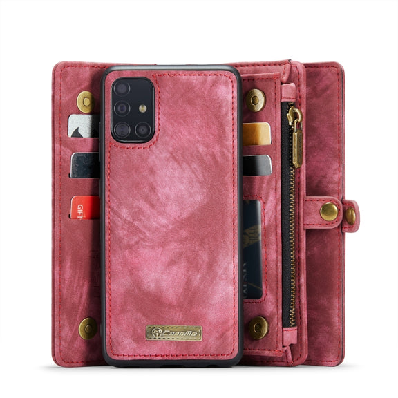 For Galaxy A71 4G CaseMe-008 Detachable Multifunctional Horizontal Flip Leather Case with Card Slot & Holder & Zipper Wallet & Photo Frame(Red)