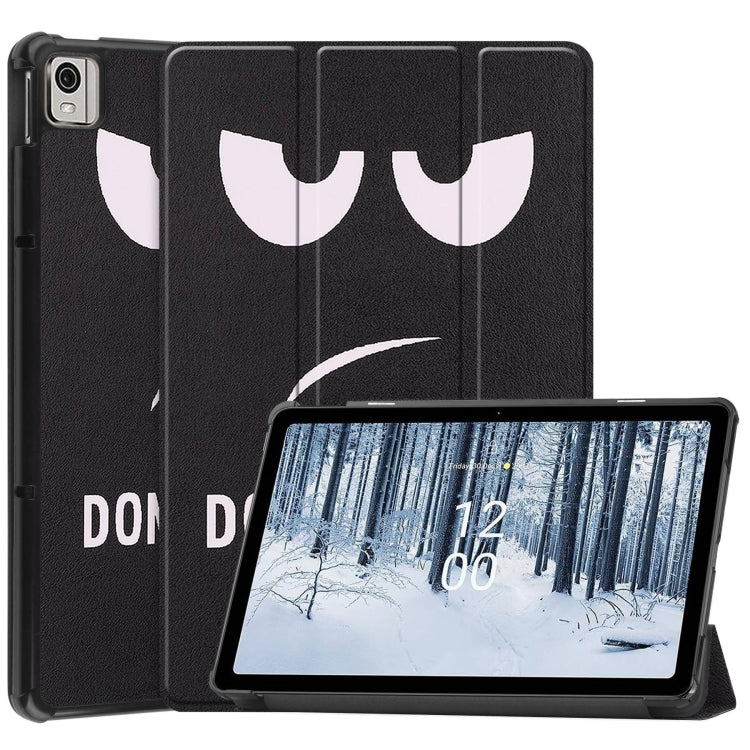 For Nokia T21 Custer Painted 3-Fold Holder Leather Smart Tablet Case(Big Eye Me) - Nokia by PMC TechLife | Online Shopping South Africa | PMC TechLife | Buy Now Pay Later Mobicred
