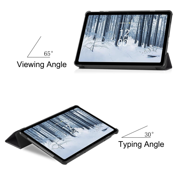 For Nokia T21 Custer Painted 3-Fold Holder Leather Smart Tablet Case(Big Eye Me) - Nokia by PMC TechLife | Online Shopping South Africa | PMC TechLife | Buy Now Pay Later Mobicred