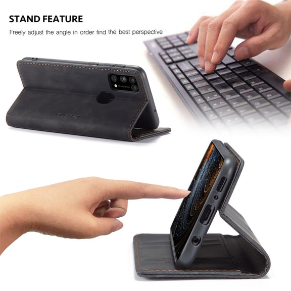 For Galaxy M31 CaseMe-013 Multifunctional Horizontal Flip Leather Case with Card Slot & Holder & Wallet(Black)