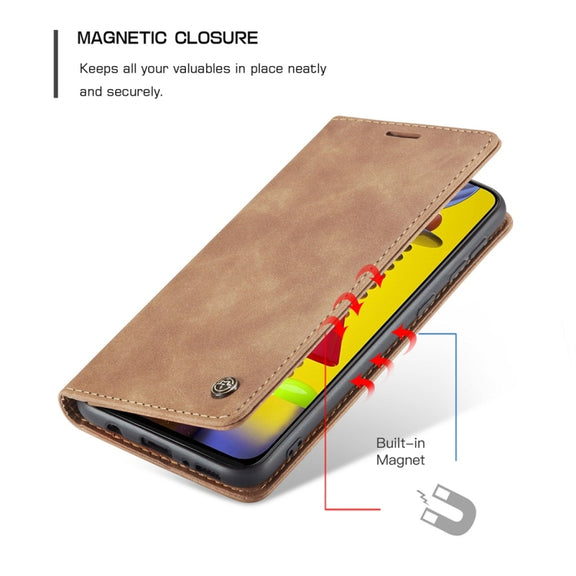 For Galaxy M31 CaseMe-013 Multifunctional Horizontal Flip Leather Case with Card Slot & Holder & Wallet(Brown)