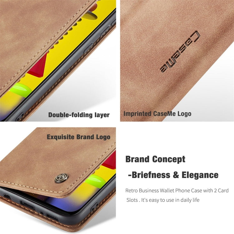 For Galaxy M31 CaseMe-013 Multifunctional Horizontal Flip Leather Case with Card Slot & Holder & Wallet(Brown)