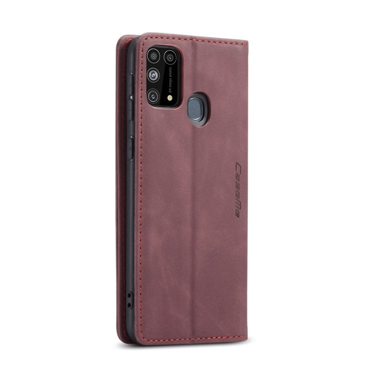 For Galaxy M31 CaseMe-013 Multifunctional Horizontal Flip Leather Case with Card Slot & Holder & Wallet(Wine Red)