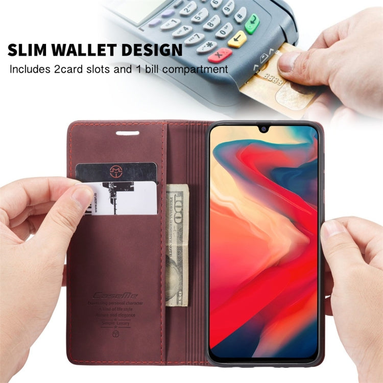 For Galaxy M31 CaseMe-013 Multifunctional Horizontal Flip Leather Case with Card Slot & Holder & Wallet(Wine Red)